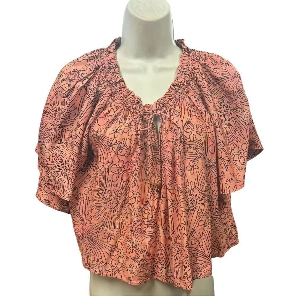 Ulla Johnson Crop Top in Coral & Black NWT Size Large - 10/12